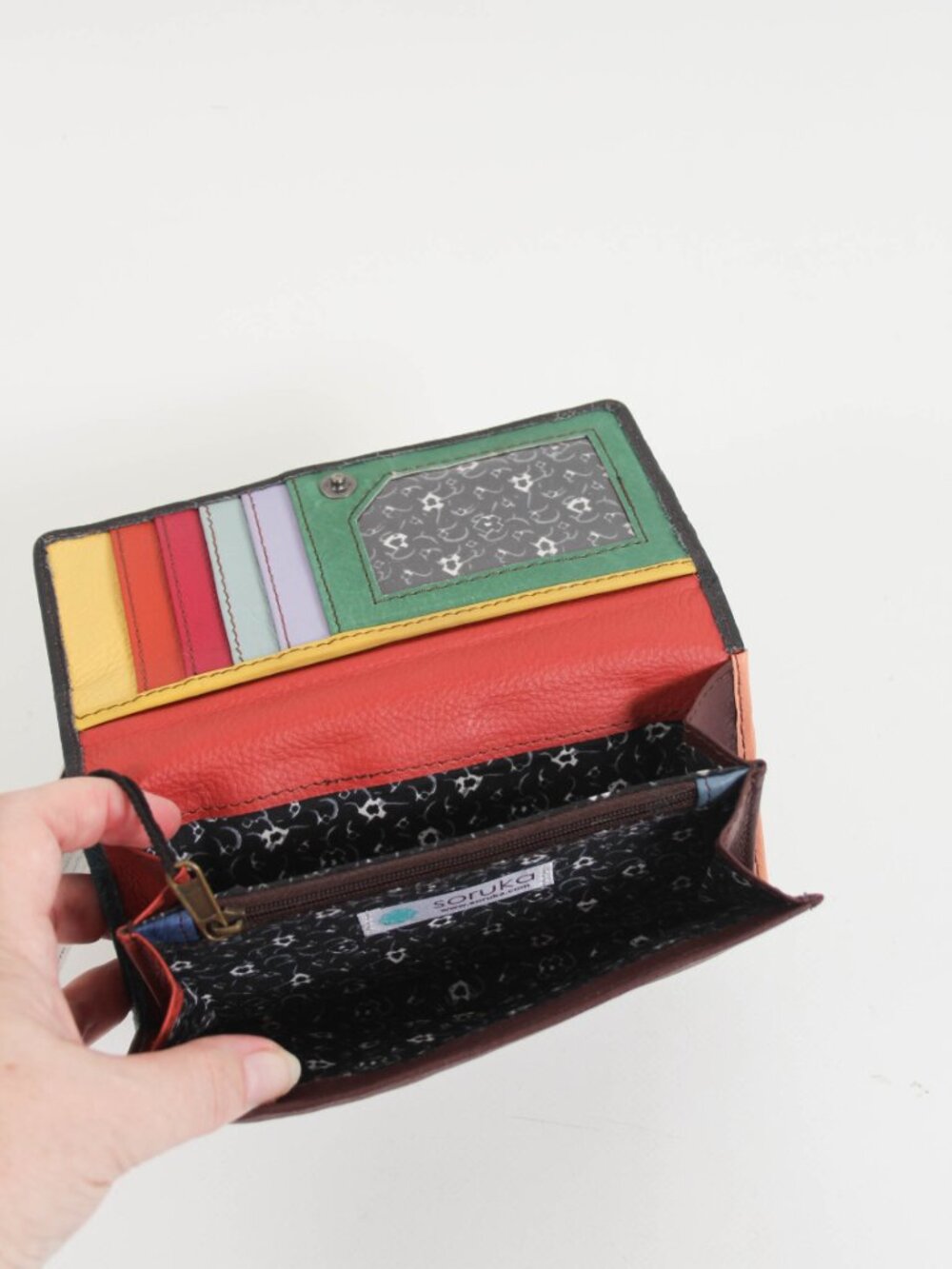 NWT Soruka Recycled Leather Leopard Print Wallet Colorful Clutch - Picture 4 of 10